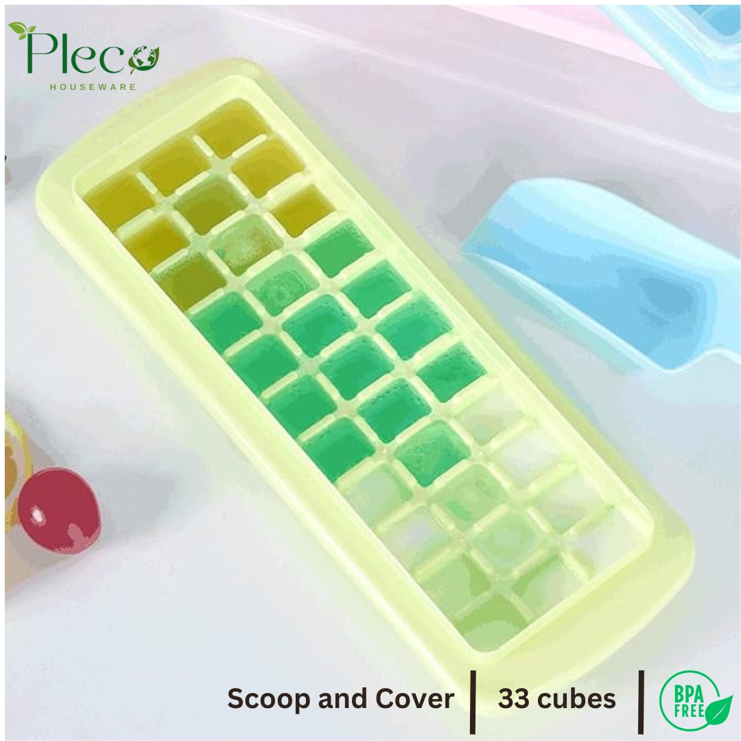 Ice Cube Tray Set with Lid & Storage Bin – 33 Nugget Ice Tray + Popsicle Molds + Scoop – Reusable Ice Molds for Kitchen, Bar & Hotel Use