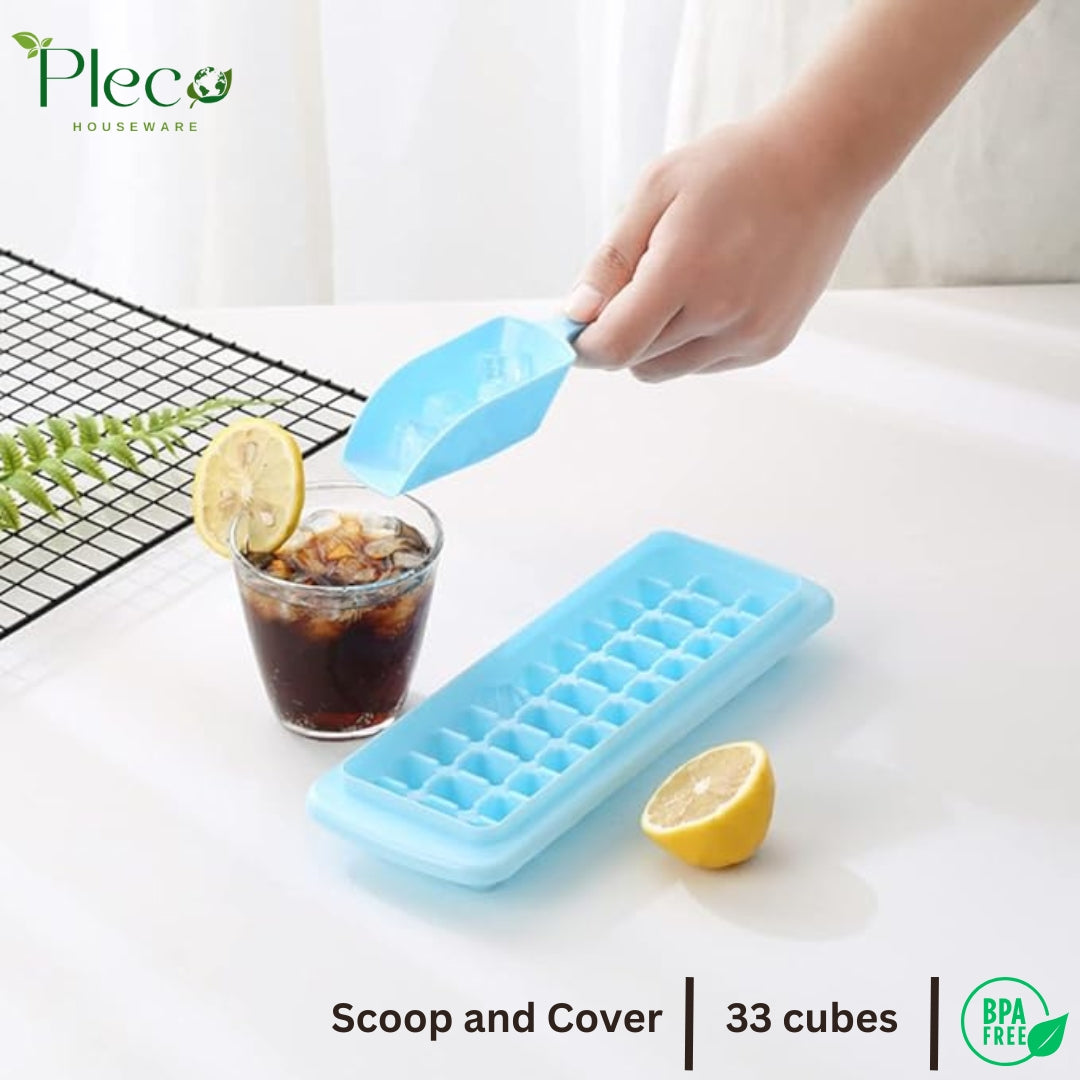 Ice Cube Tray Set with Lid & Storage Bin – 33 Nugget Ice Tray + Popsicle Molds + Scoop – Reusable Ice Molds for Kitchen, Bar & Hotel Use