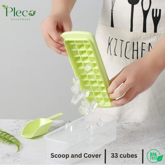 Ice Cube Tray Set with Lid & Storage Bin – 33 Nugget Ice Tray + Popsicle Molds + Scoop – Reusable Ice Molds for Kitchen, Bar & Hotel Use