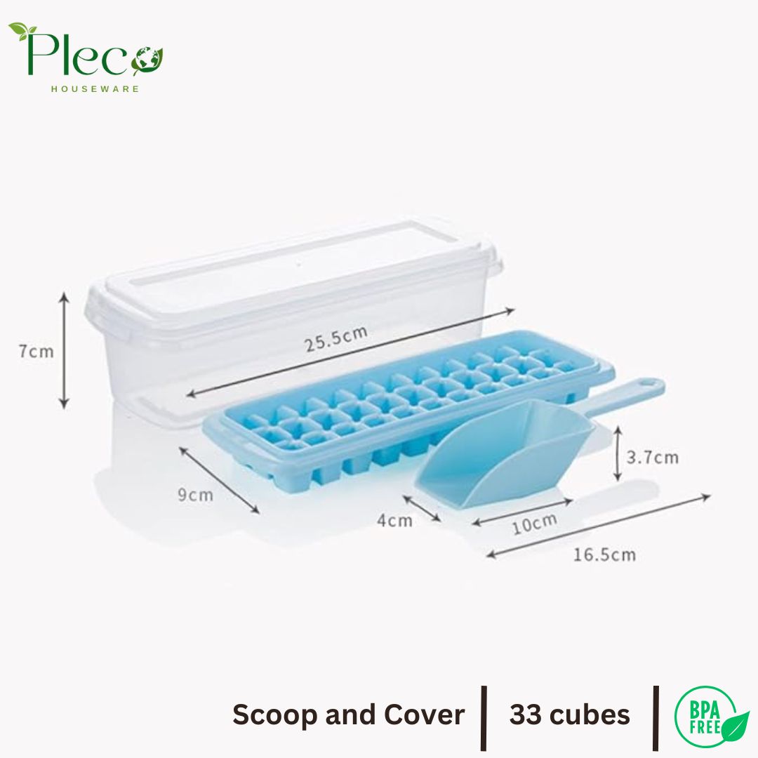 Ice Cube Tray Set with Lid & Storage Bin – 33 Nugget Ice Tray + Popsicle Molds + Scoop – Reusable Ice Molds for Kitchen, Bar & Hotel Use