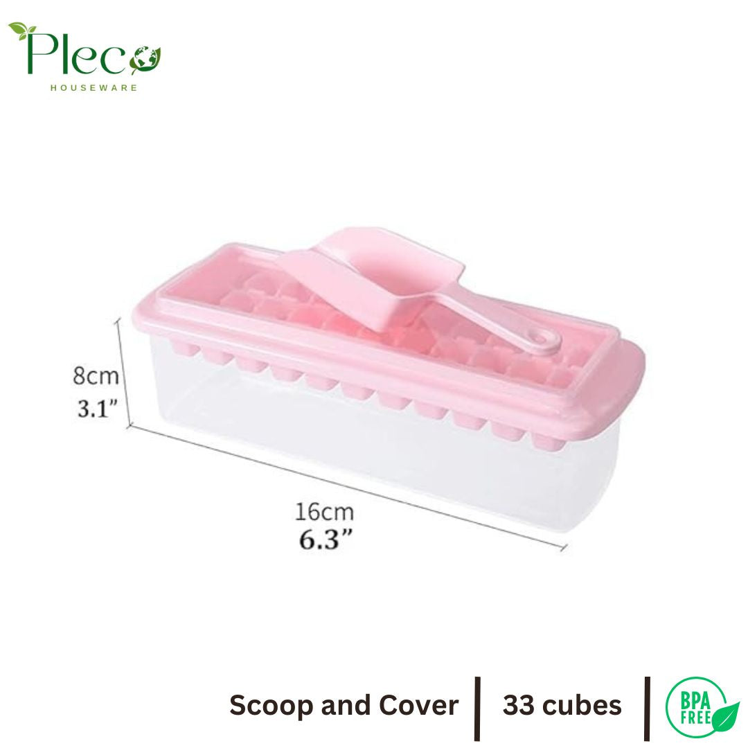Ice Cube Tray Set with Lid & Storage Bin – 33 Nugget Ice Tray + Popsicle Molds + Scoop – Reusable Ice Molds for Kitchen, Bar & Hotel Use