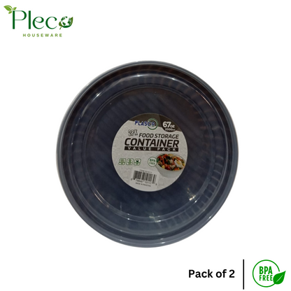 2000ml BPA-Free Food Storage Containers – Pack of 2 Airtight Round Bowls with Lids - Pleco Houseware