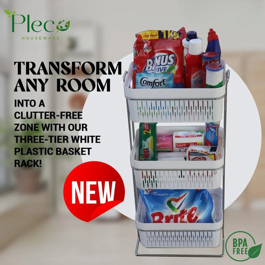 Multipurpose Plastic Vegetable Rack 3 Layer | Kitchen Storage Organizer Basket Rack | Vegetable Rack for Kitchen, Washroom, Bedroom Use | Portable Plastic Rack for Home Storage & Organizing | Durable Kitchen Organizer Rack