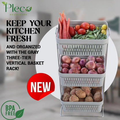 Multipurpose 3 Layer Rack For Kitchen Storage Organizer | Vegetable Rack and Washroom, Bedroom Use - Pleco Houseware
