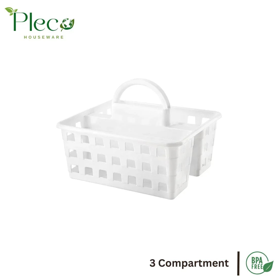 Caddy Basket – 3 Compartment Plastic Storage Tote Organizer for Home & Baby Use - Pleco Houseware