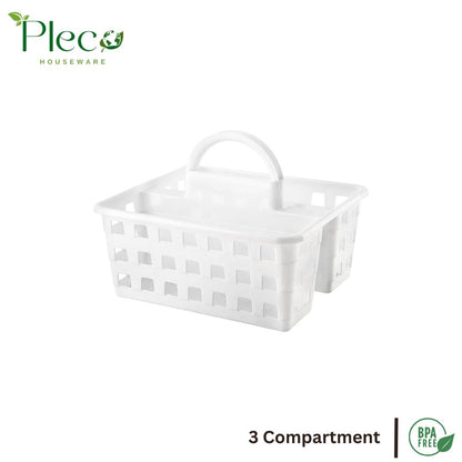 Caddy Basket – 3 Compartment Plastic Storage Tote Organizer for Home & Baby Use - Pleco Houseware