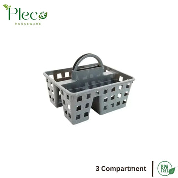 Caddy Basket – 3 Compartment Plastic Storage Tote Organizer for Home & Baby Use - Pleco Houseware