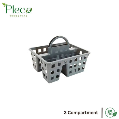 Caddy Basket – 3 Compartment Plastic Storage Tote Organizer for Home & Baby Use - Pleco Houseware