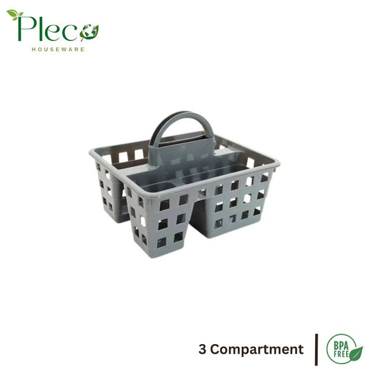 Caddy Basket – 3 Compartment Plastic Storage Tote Organizer for Home & Baby Use - Pleco Houseware