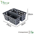 Caddy Basket – 3 Compartment Plastic Storage Tote Organizer for Home & Baby Use - Pleco Houseware
