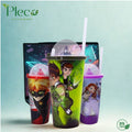 Straw Glass Juice Cup for Kids – Cartoon Charachter Reusable Water Glass with Straw & Lid - Pleco Houseware