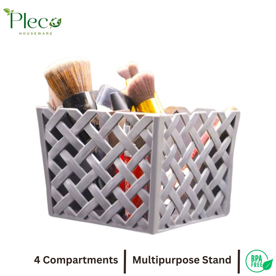 Multipurpose Square Stand | Makeup Holder Organizer 4 Section - Pleco Houseware