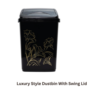 Vertex Dustbin With Swing Lid - Black | 26L - Pleco Houseware