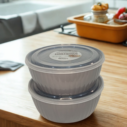 2000ml BPA-Free Food Storage Containers – Pack of 2 Airtight Round Bowls with Lids - Pleco Houseware