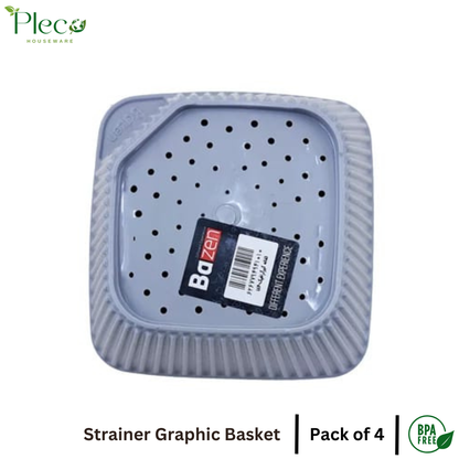 Pack of 4 – Plastic Strainer & Colander Strainer Basket Set | Double Layer Fruit & Vegetable Washing Bowl | Wheat Straw Rice, Noodles & Pasta Draining Basket