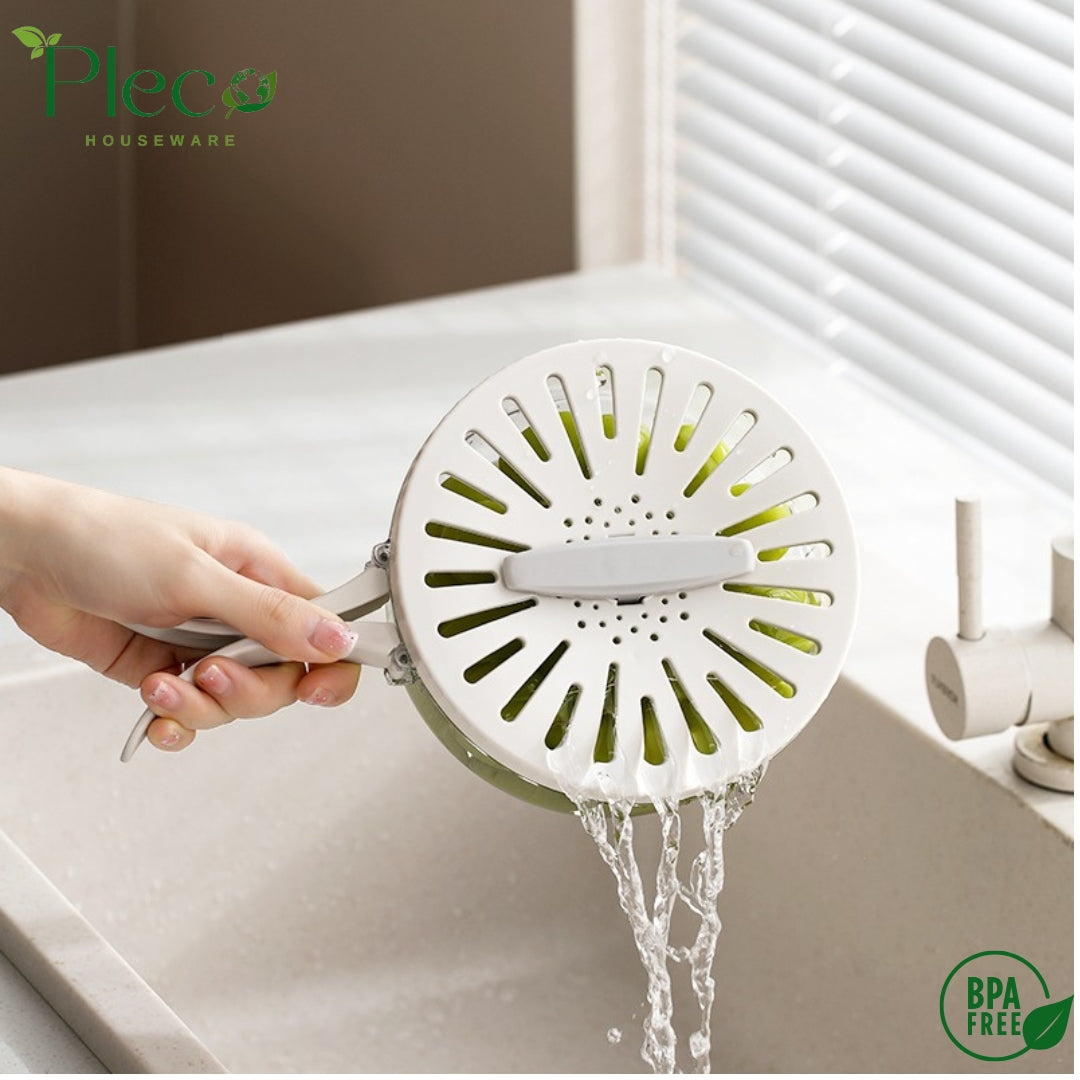 Multifunctional Folding Drain Basket – Double-Layer Kitchen Colander with Handle - Pleco Houseware