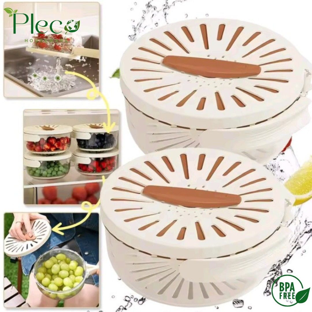 Multifunctional Folding Drain Basket – Double-Layer Kitchen Colander with Handle - Pleco Houseware