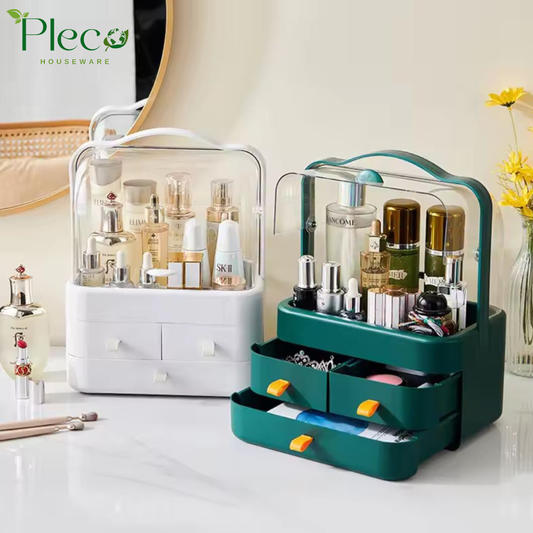 3-Drawer Portable Cosmetic Storage Box – Waterproof & Dustproof Makeup Organizer