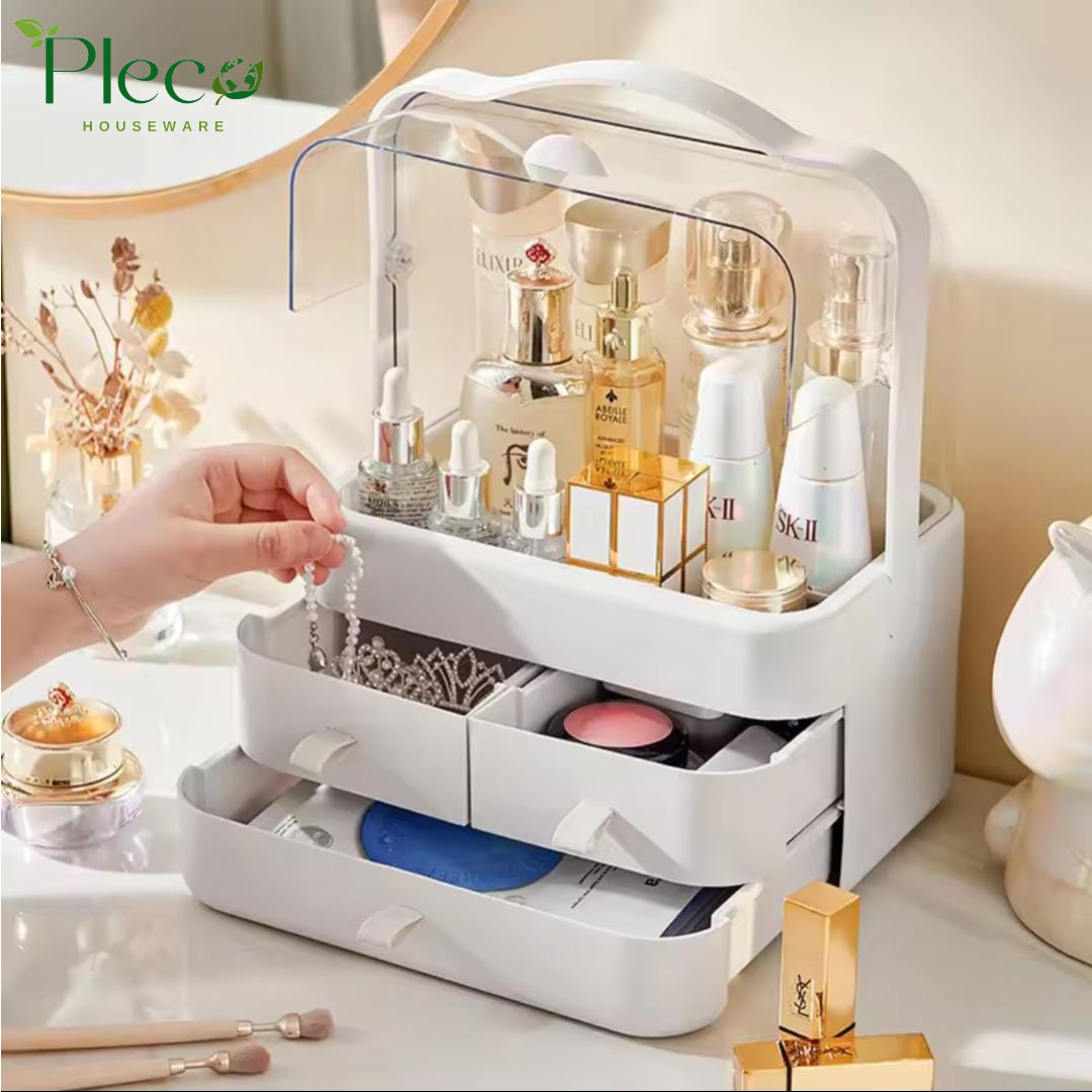 3-Drawer Portable Cosmetic Storage Box – Waterproof & Dustproof Makeup Organizer - Pleco Houseware