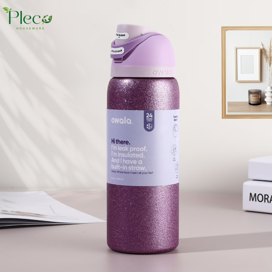 Owala FreeSip 24oz Water Bottle – Glitter Purple - Pleco Houseware