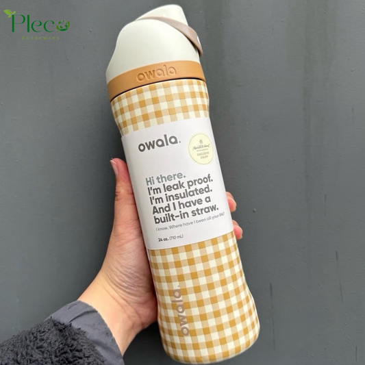 Owala FreeSip 24oz Water Bottle - Mustard Ghingham