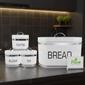4 Pcs Metal Kitchen Bread Box & Canister Jar Set – Luxury Countertop Storage - Pleco Houseware