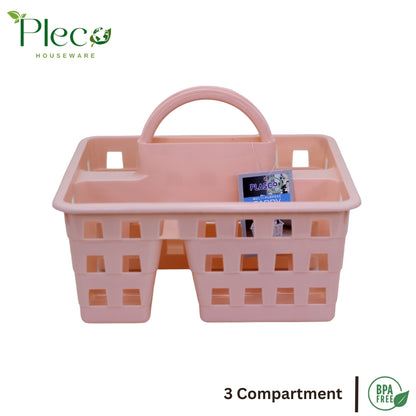 Caddy Basket – 3 Compartment Plastic Storage Tote Organizer for Home & Baby Use - Pleco Houseware