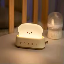 Kawaii LED Toast Lamp – USB Rechargeable Nightlight for Bedroom & Kids