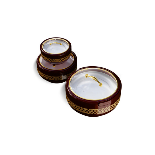 Brighton Hotpot Gold Set - 3 Pcs | Insulated Casserole Set | Maroon - Pleco Houseware