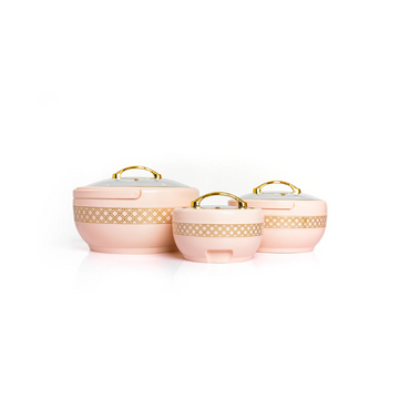 Brighton Hotpot Gold Set - 3 Pcs | Insulated Casserole Set | Peach - Pleco Houseware