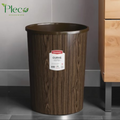 Wooden Style Curve Dustbin | 18L - Pleco Houseware