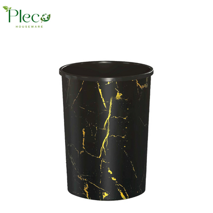 Marble Style Curve Dustbin Black | 18L - Pleco Houseware