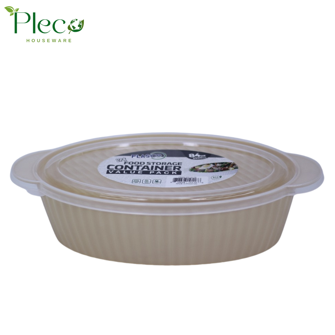 Oval Food Storage Container | 2500ml 2 in 1 Bowl Set With Lid