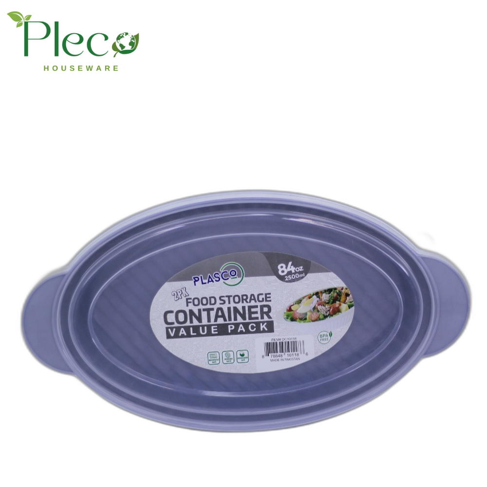 Oval Food Storage Container | 2500ml 2 in 1 Bowl Set With Lid