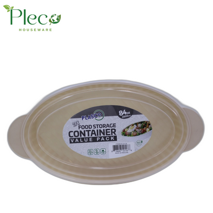 Oval Food Storage Container | 2500ml 2 in 1 Bowl Set With Lid - Pleco Houseware