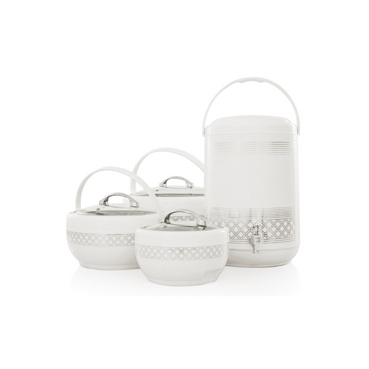 4 Pcs GIFT PACK Brighton 3 Hot Pot Set +1 piece Water Cooler 9 Litre in Gift Packing | White - Pleco Houseware