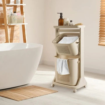 2‑Tier Moveable Laundry Basket