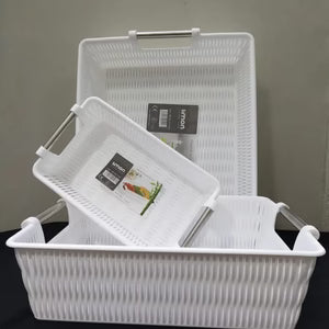 Bamboo Basket with Steel Handles