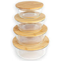 Round Glass Storage Containers Bamboo Lid – Set of 4 - Pleco Houseware