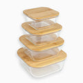 Square Glass Storage Containers Bamboo Lid - Pleco Houseware
