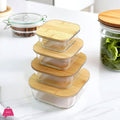 Square Glass Storage Containers Bamboo Lid - Pleco Houseware