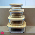 Square Glass Storage Containers Bamboo Lid - Pleco Houseware