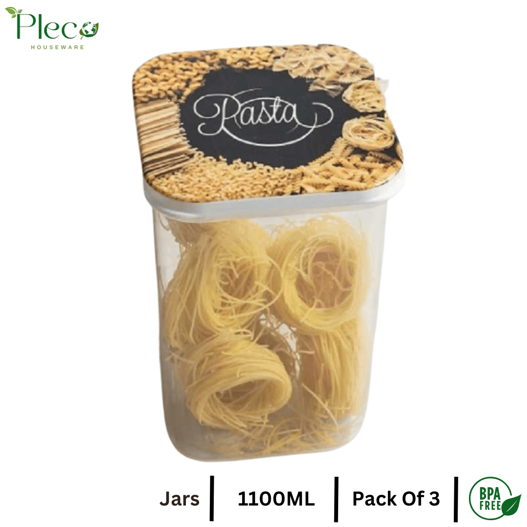 Airtight Spice Jar Set 1100ml | 3 Pcs Grocery & Kitchen Storage Container Set for Spices, Pulses & Snacks - Pleco Houseware