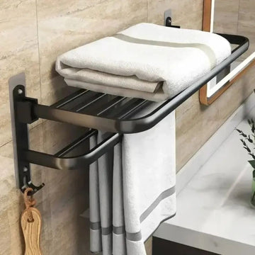 DOUBLE LAYERS FOLDING BATH TOWEL HOLDER