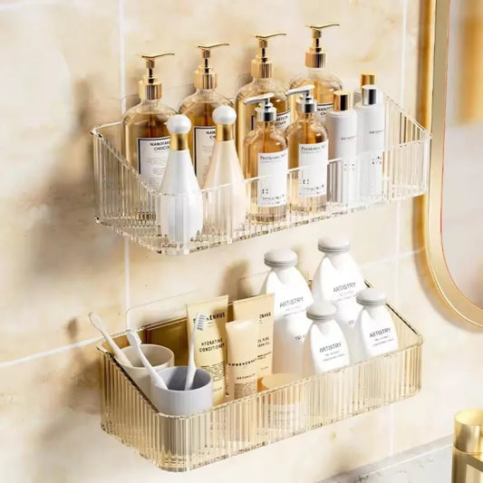 CORNER WALL-MOUNTED COSMETIC RACK – NO-DRILL BATHROOM ORGANIZER FOR ACCESSORIES