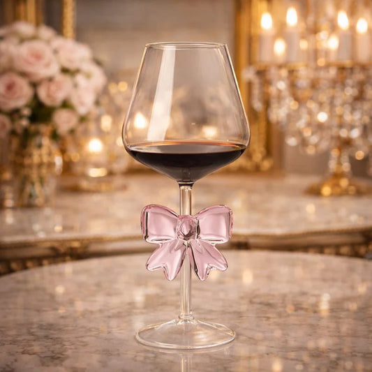 Exquisite Pink Bow Coquette Crystal Wine Glass | Luxury Cocktail & Dessert Glass (1 Piece)