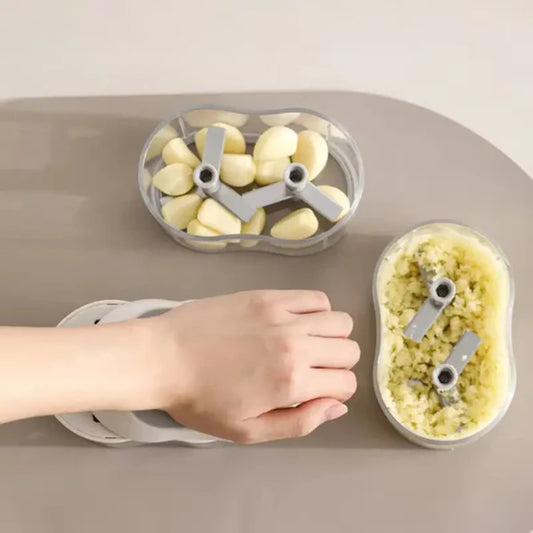 Hand Pushed Vegetable Chopper With 2 Stainless Steel Blades