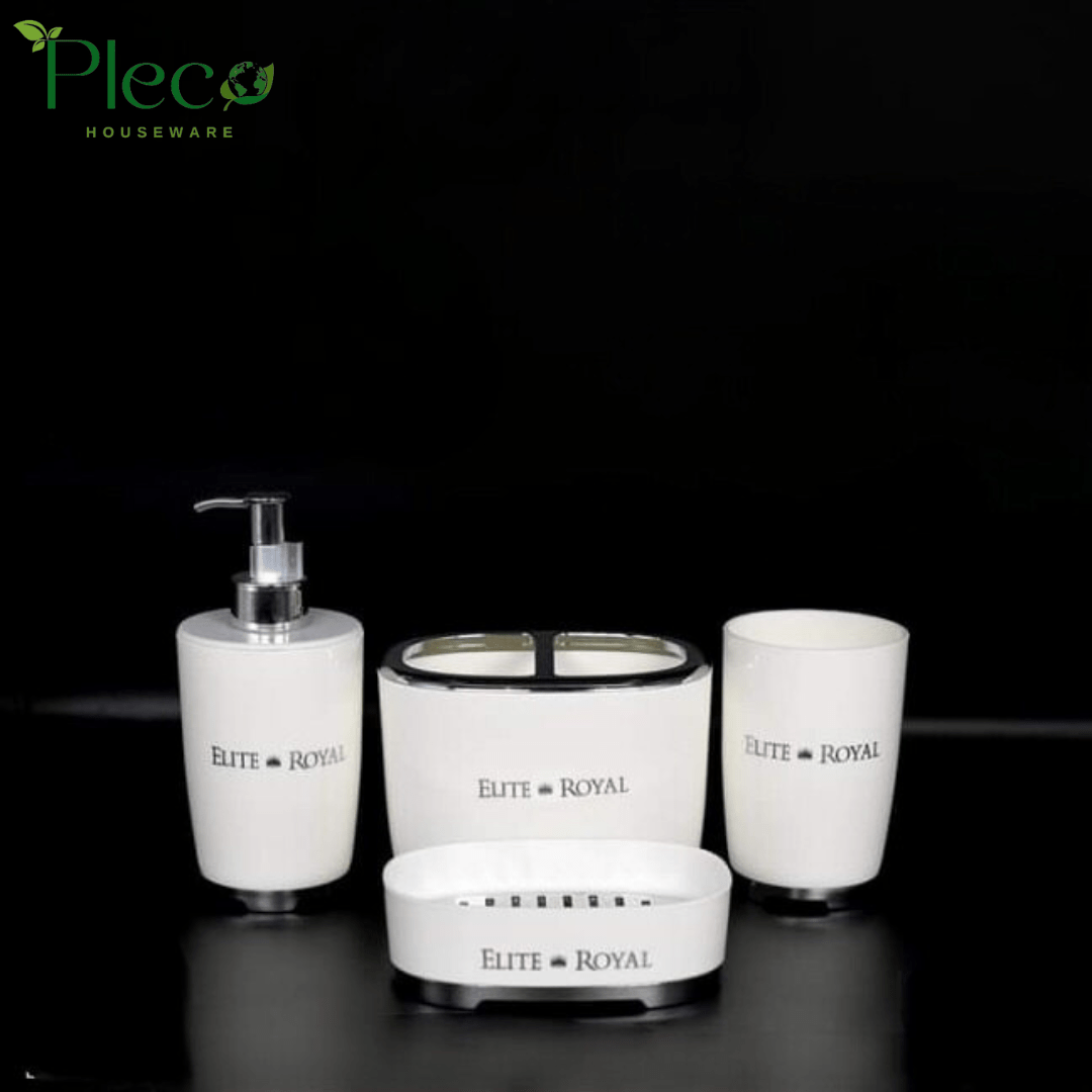 Complete Bathroom Sink Set – Soap Dispenser, Soap Case, Brush & Toothpaste Holder | Buy Bath Set in Pakistan - Pleco Houseware