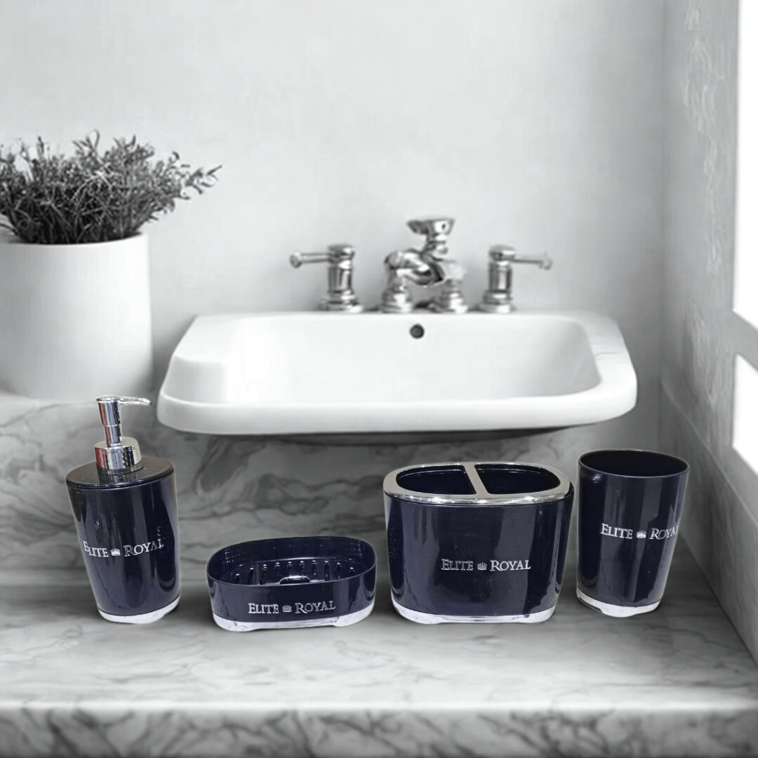 Complete Bathroom Sink Set – Soap Dispenser, Soap Case, Brush & Toothpaste Holder | Buy Bath Set in Pakistan - Pleco Houseware