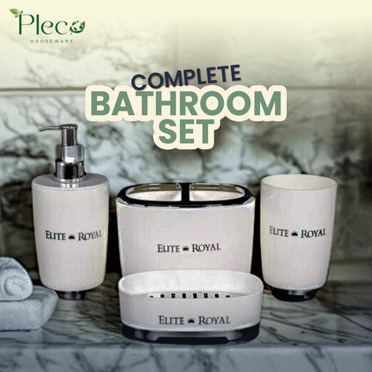Complete Bathroom Sink Set – Soap Dispenser, Soap Case, Brush & Toothpaste Holder | Buy Bath Set in Pakistan - Pleco Houseware
